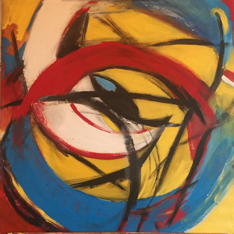 Abstract with Black and Blue fish, 20